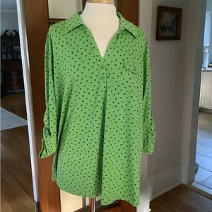 Lee Rider green with navy palm trees tunic